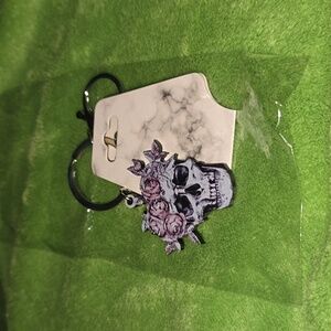 Floral Skull Key Chain Holder